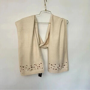 INC International Concepts Scarf Jeweled Embellishments Color Ivory Soft Cozy